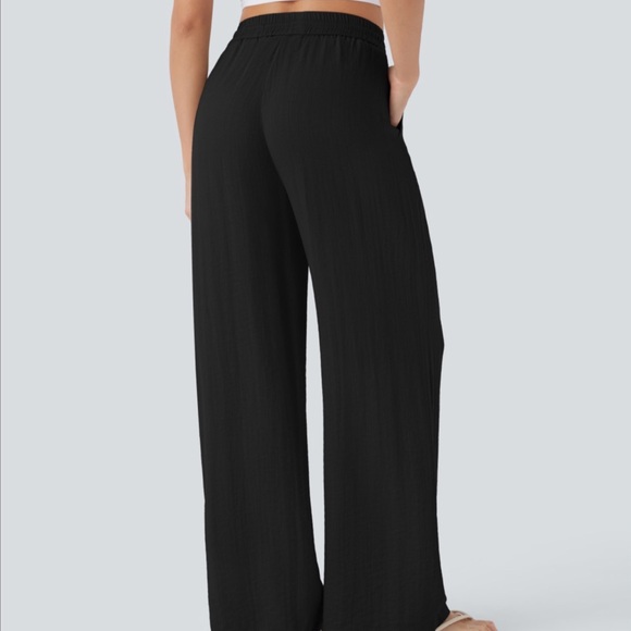 HALARA Black Wide-Leg Linen like Pants Size Small Tall - Picture 2 of 11